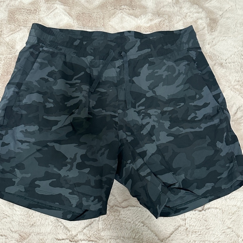 Tuff Athletics Camo Swim Coverup Shorts - Black and Gray